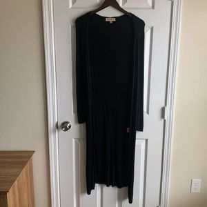 Long Ribbed Black Cardigan
